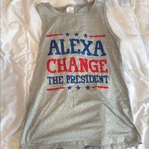 Gray Sleeveless womens Top with Blue and Red Print